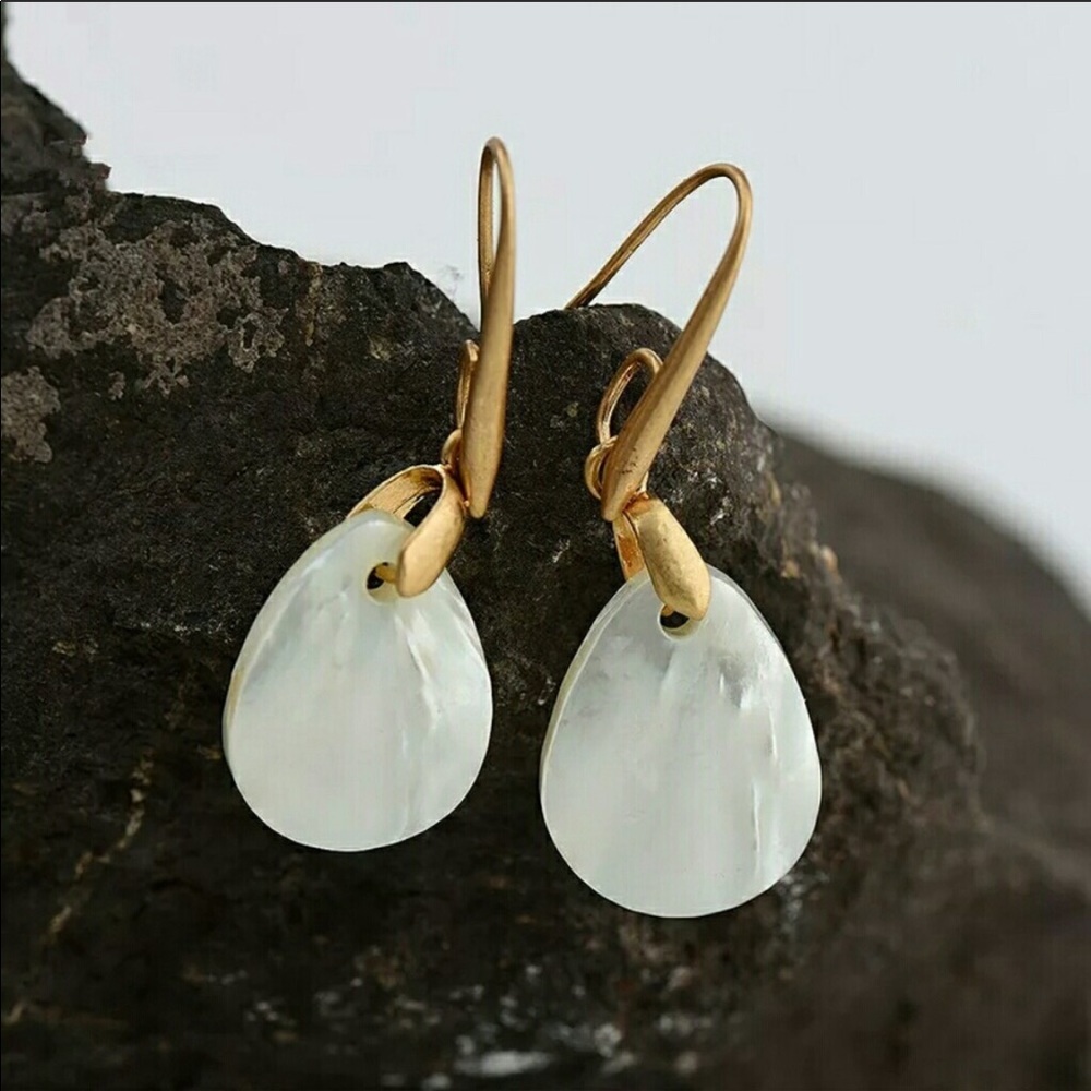 Mother Of Pearl & 14K Gold Plated Earrings - Made In The USA